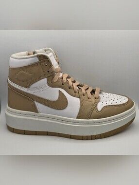Jordan Women’s High-Top Sneaker in Tan and White